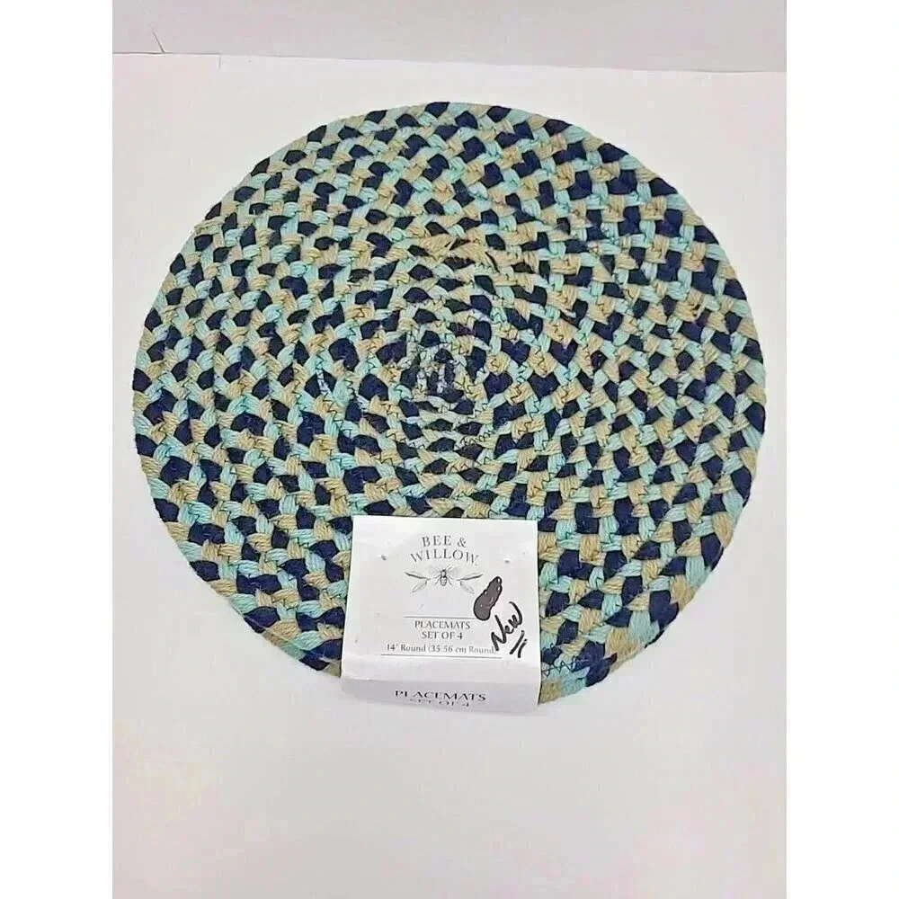 Bee & Willow Round Jute Placemats New with Tags Set of 4 14" Round